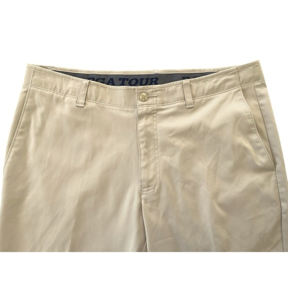 PGA Tour Active Golf Flat Front Chino Khaki Pants Size 34X32 Business Casual - Picture 3 of 9